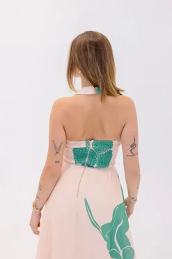 Dolly Halter Neck Floral Print Maxi Dress Green