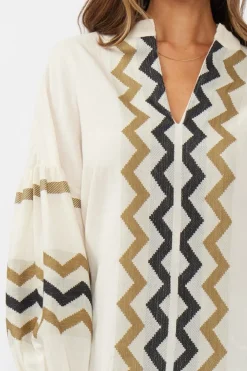 Dorothy Long Sleeve Jacquard Top Natural