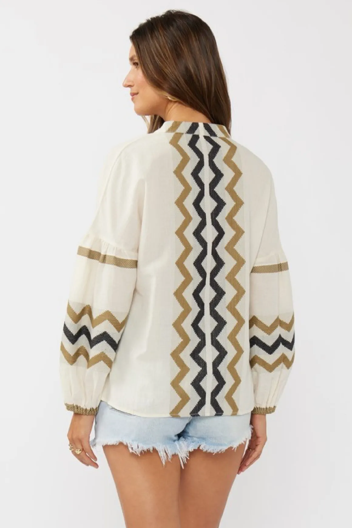 Dorothy Long Sleeve Jacquard Top Natural
