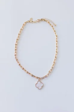 Dylan Stone Clover Pendant Necklace Gold
