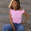 Ella Sleeveless Asymmetrical Neckline Top Pink