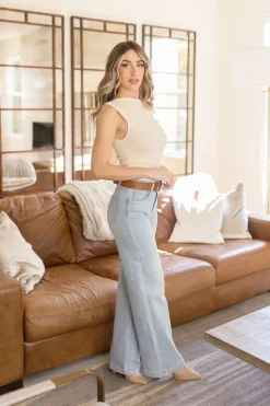 Ella Sleeveless Asymmetrical Neckline Top Ivory