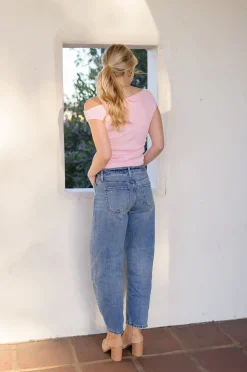 Ella Sleeveless Asymmetrical Neckline Top Pink