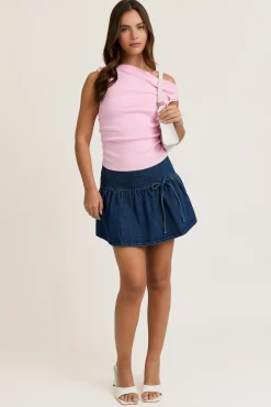 Ella Sleeveless Asymmetrical Neckline Top Pink