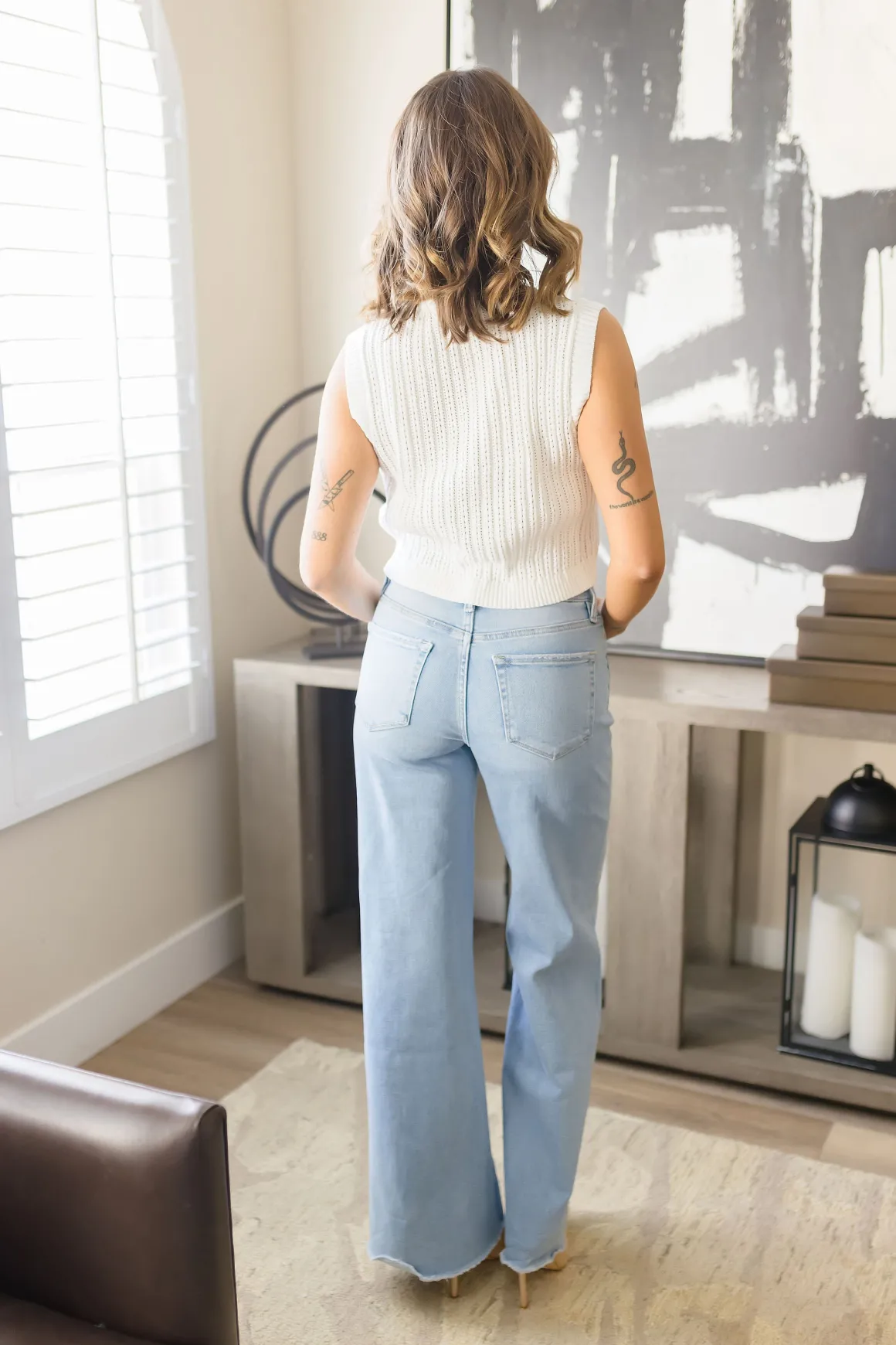Ellen Sleeveless Button Down Knit Sweater Top White