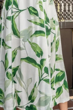 Elsie Sleeveless Contrast Binding Printed Midi Dress White