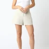 Emery High Waist Linen Shorts Natural
