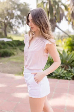 Emery High Waist Linen Shorts White