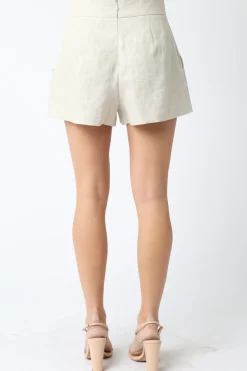 Emery High Waist Linen Shorts Natural