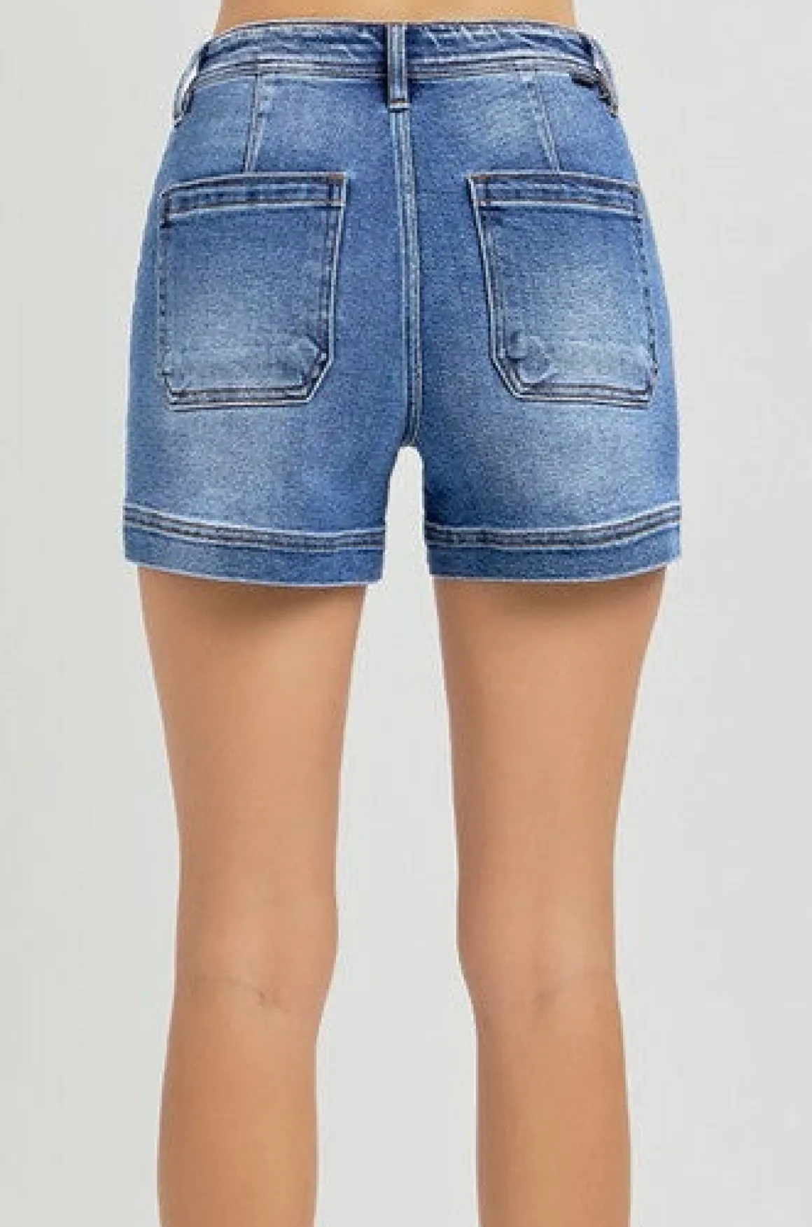 Esme High Rise Welt Pocket Shorts Dark Wash