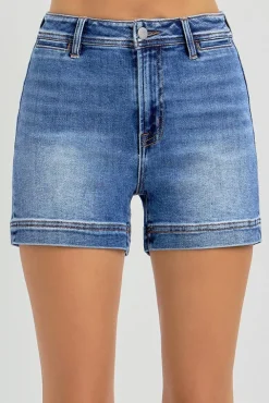 Esme High Rise Welt Pocket Shorts Dark Wash