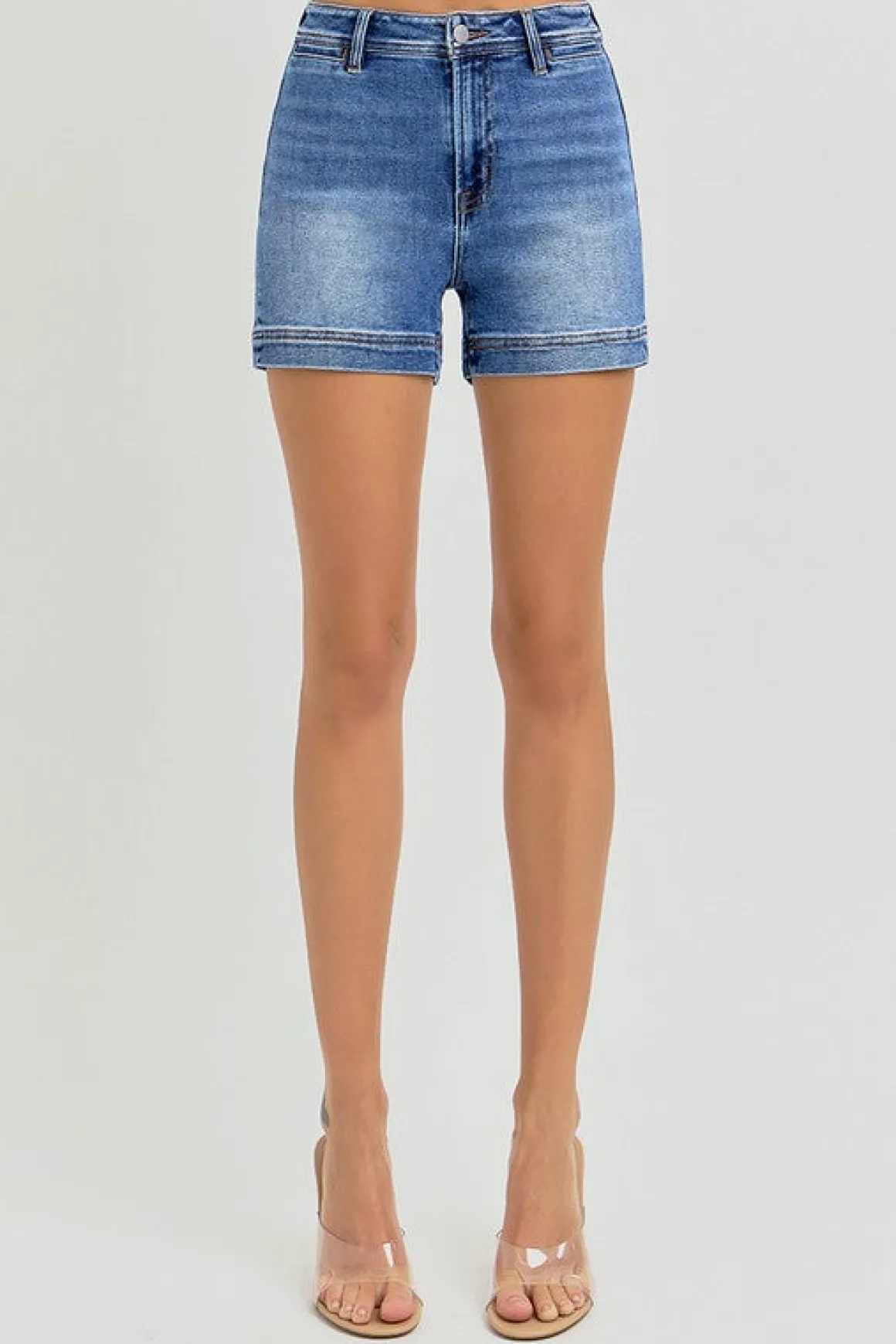 Esme High Rise Welt Pocket Shorts Dark Wash