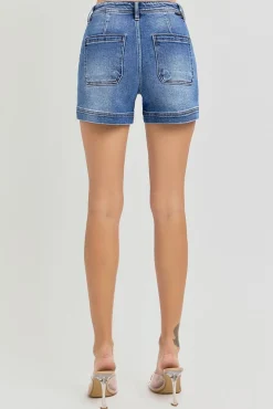Esme High Rise Welt Pocket Shorts Dark Wash