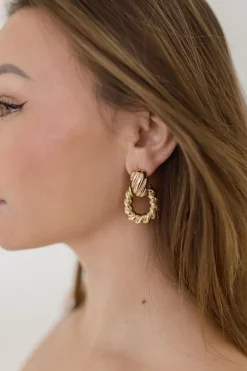 Eve Chunky Layered Drop Earrings Gold