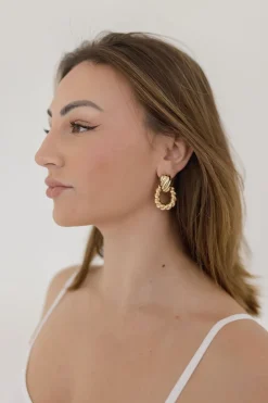 Eve Chunky Layered Drop Earrings Gold