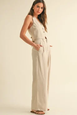 Evelyn High Waist Wide Leg Pants Khaki