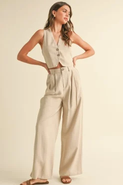 Evelyn High Waist Wide Leg Pants Khaki