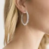 Fallon Metallic Mesh Hoop Earrings Silver