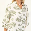 Florence Balloon Sleeve Button Down Printed Top Sage