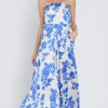 Francis Sleeveless Floral Print Wide Leg Jumpsuit Blue