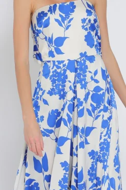 Francis Sleeveless Floral Print Wide Leg Jumpsuit Blue