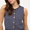 Frankie Sleeveless Button Down Stripe Print Sweater Vest Navy