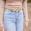 Gabriella Round Metal Link Stretch Belt Gold