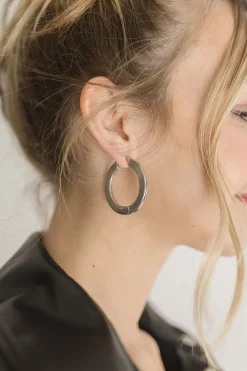 Harlow Latch Hoop Earrings Silver