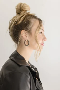 Harlow Latch Hoop Earrings Silver