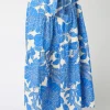 Heidi High Waist Tie Floral Print Maxi Skirt Blue