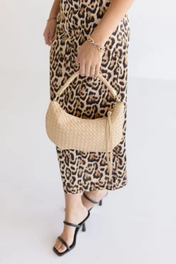 Hensley Basket Weave Shoulder Purse Taupe
