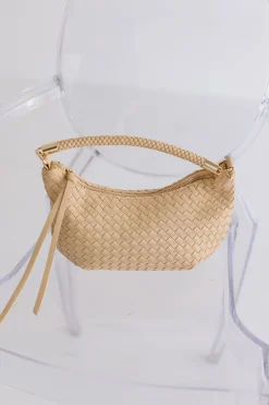 Hensley Basket Weave Shoulder Purse Taupe