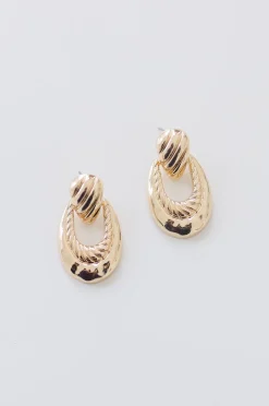 Hudson Layered Textured Drop Earrings Gold