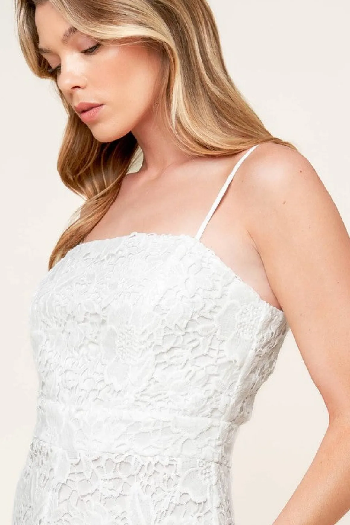 Iris Sleeveless Floral Lace Wide Leg Jumpsuit White