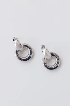 Ivy Hoop Drop Earrings Silver