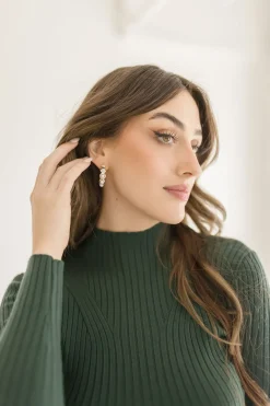 Jade Pearl Beaded Hoop Earrings Gold
