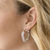 Jaxx Twisted Metallic Mesh Hoop Earrings Silver