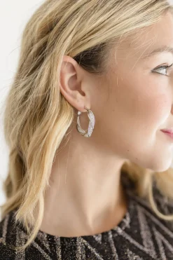 Jaxx Twisted Metallic Mesh Hoop Earrings Silver