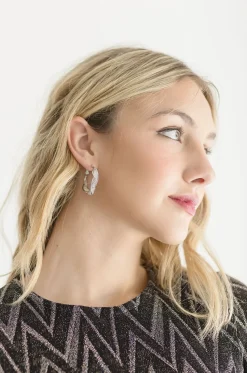 Jaxx Twisted Metallic Mesh Hoop Earrings Silver
