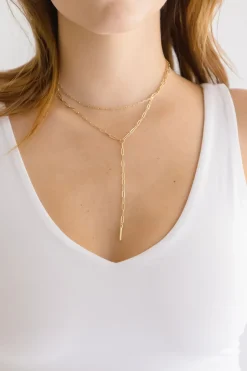 Jodi Layered Chain Link Bar Necklace Gold