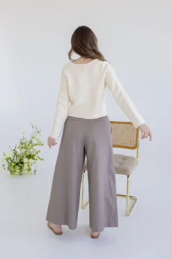 Joelle Long Sleeve Bow Tie Knit Cardigan Sweater Beige