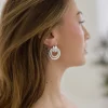 Jordana Stacked Drop Hoop Earrings Silver