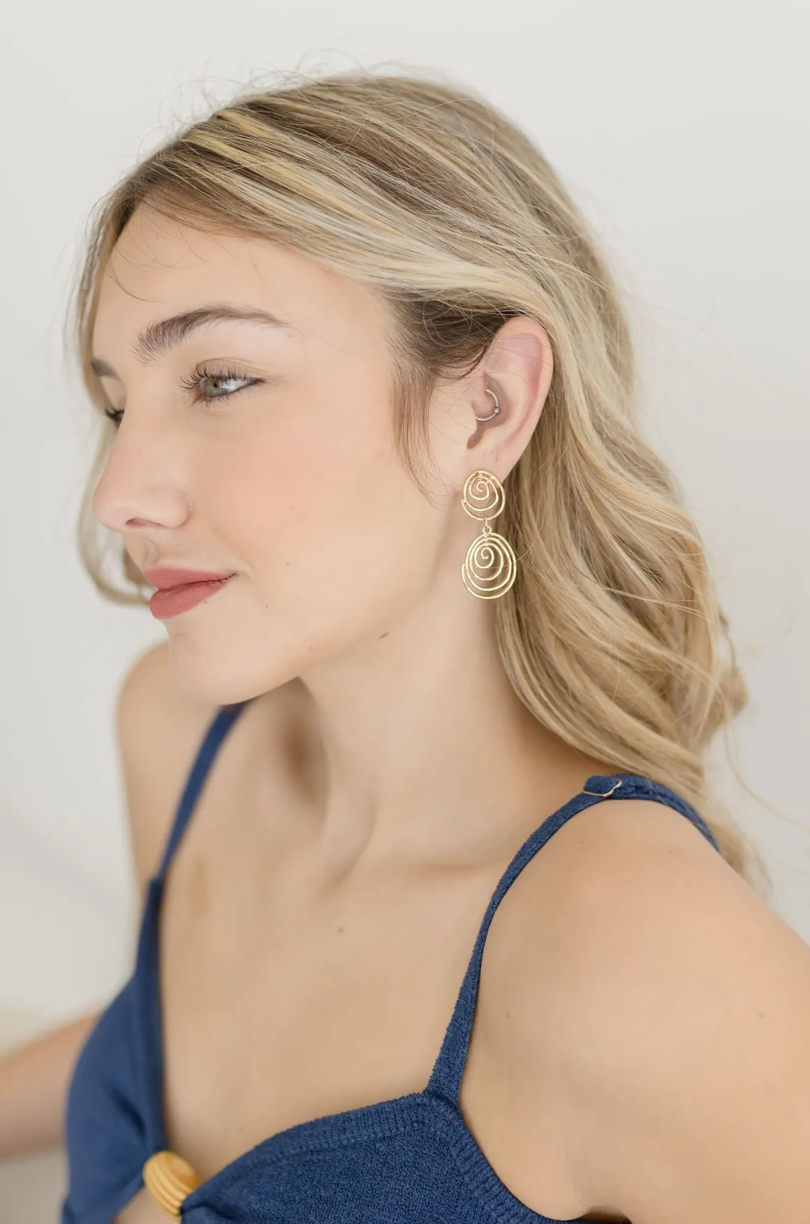 Josie Swirl Drop Earrings Gold