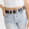 Julia Square Metal Buckle Vegan Leather Belt Black