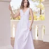 Julianne Sleeveless Pleated Front Tie Maxi Dress White