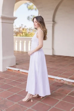 Julianne Sleeveless Pleated Front Tie Maxi Dress White