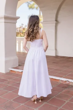 Julianne Sleeveless Pleated Front Tie Maxi Dress White