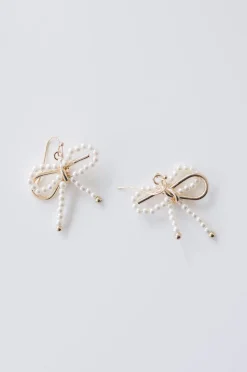 Juliette Pearl Wire Bow Tie Earrings Gold