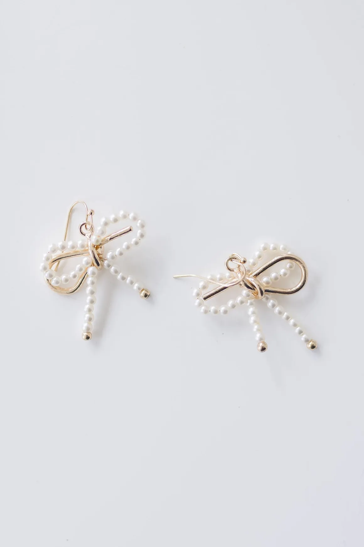 Juliette Pearl Wire Bow Tie Earrings Gold