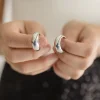 Kacie Chunky Semi Hoop Earrings Silver